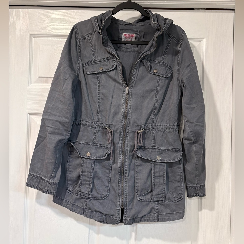 Mossimo Supply Co. Gray Hooded Utility Jacket